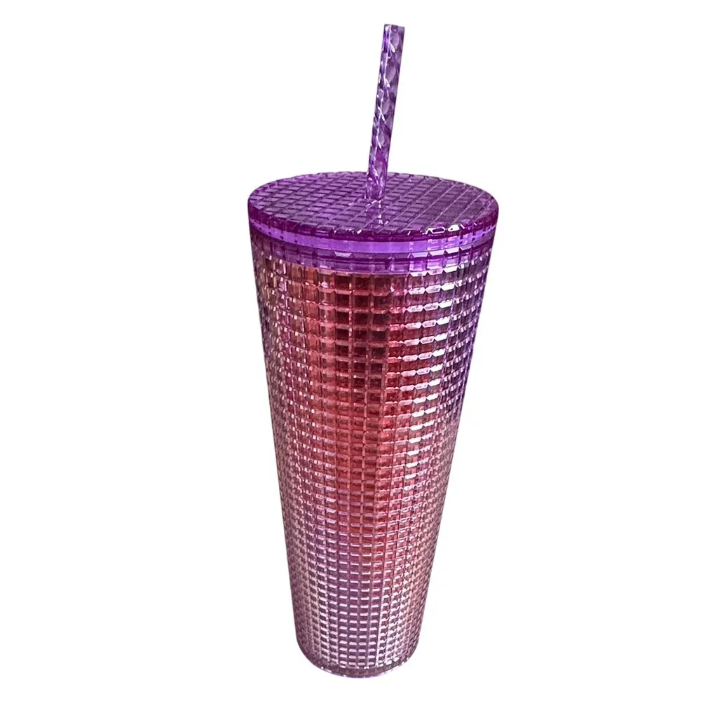Starbucks Purple Pink Ombre Grid‎ Studded Venti Cold Cup Tumbler 24oz NEW